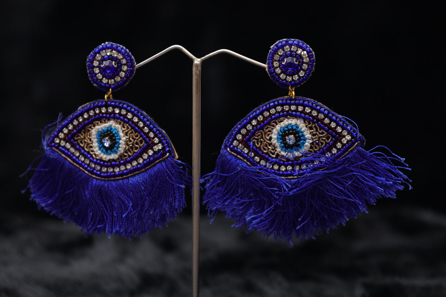 Bold Evil Eye Fringe Earrings