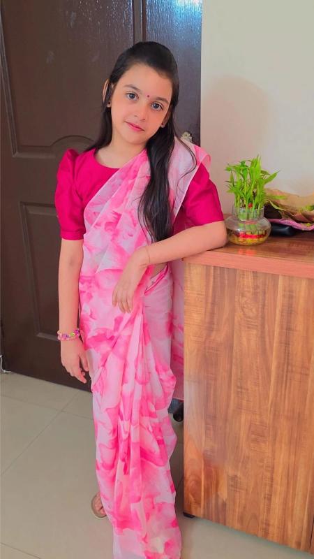 Mini Blossom Drape Saree Set