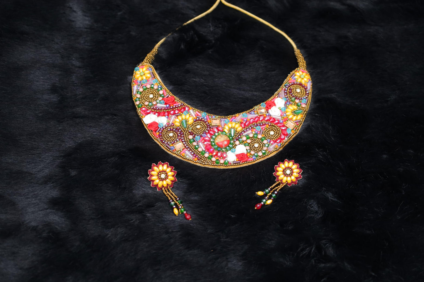 Rang Mahal Multicolor Bib Necklace Set