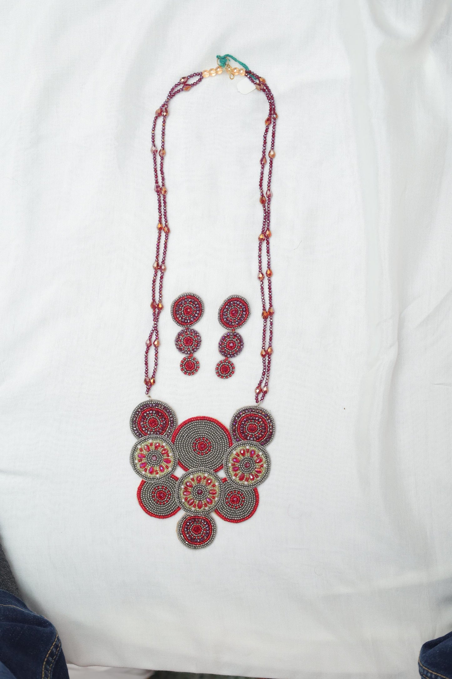 Red Radiance Tribal Circle Beaded Necklace Set