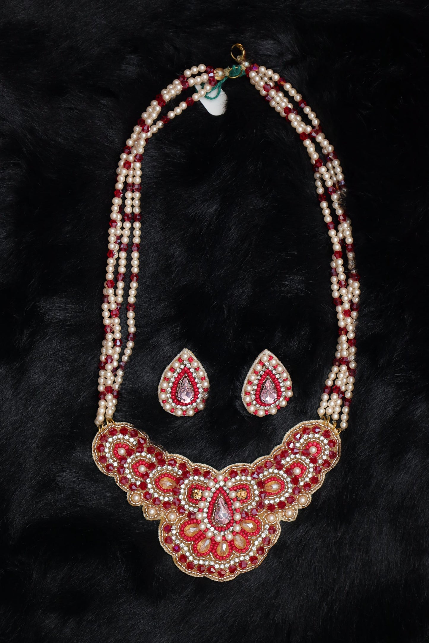 Royal Crimson Elegance Necklace and Earring Set