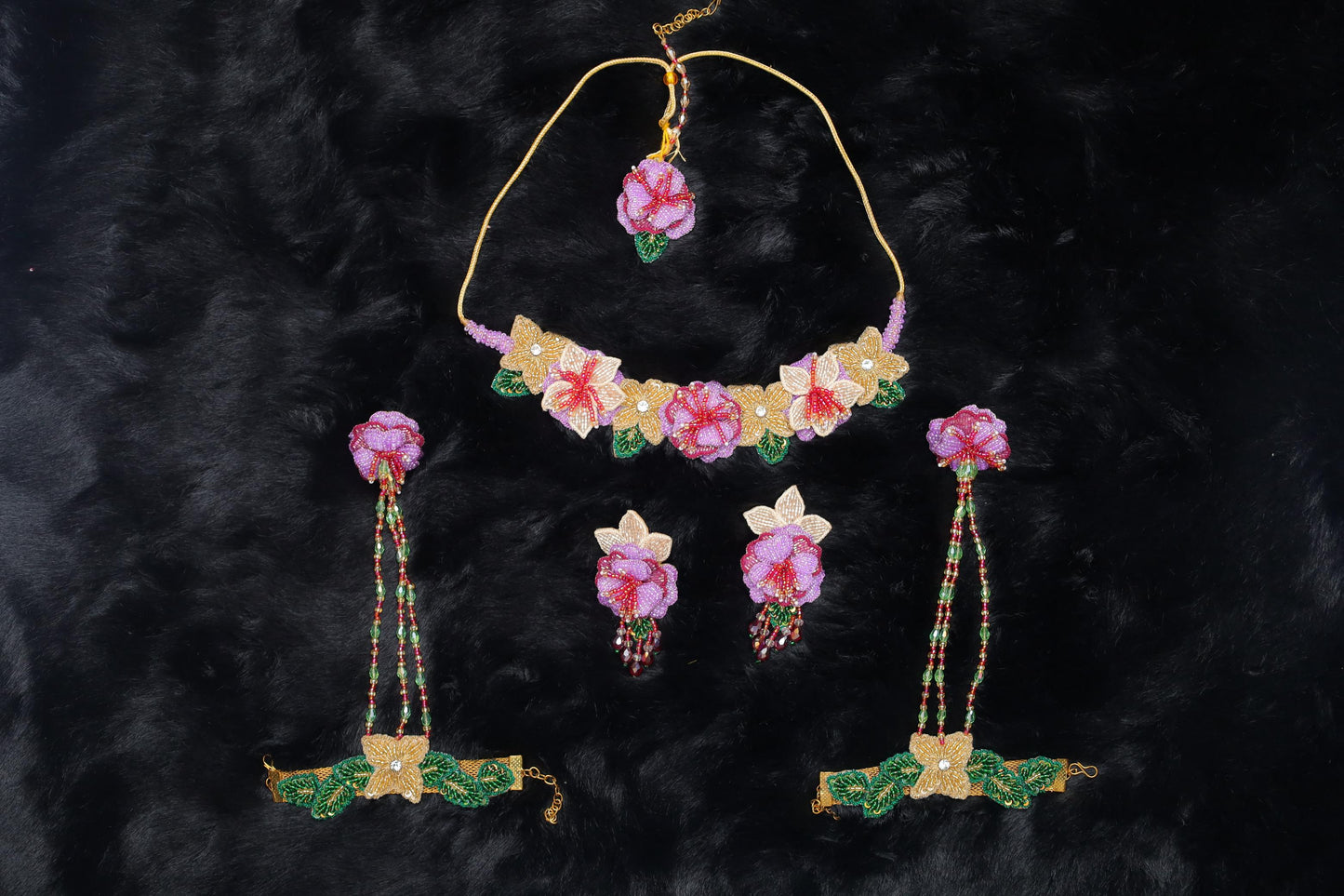 Purple Floral Handcrafted Jewelry Set
