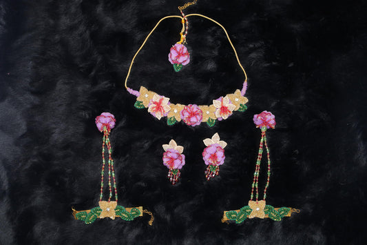 Purple Floral Handcrafted Jewelry Set