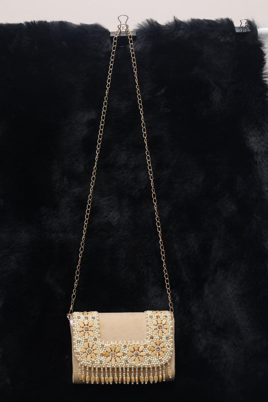 Ivory Blossom Beaded Clutch