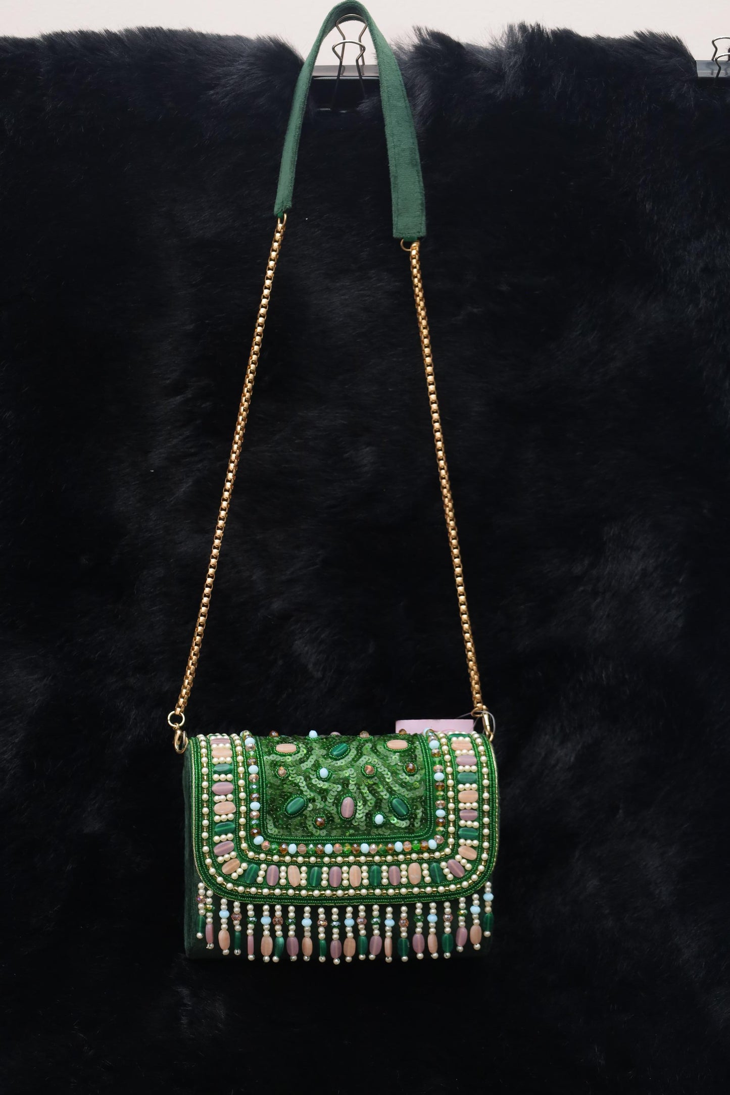 Emerald Royale Beaded Clutch