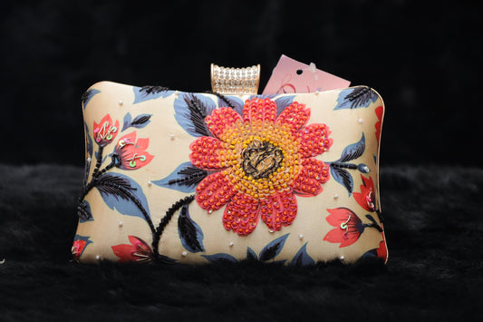 Embroidered Floral Clutch