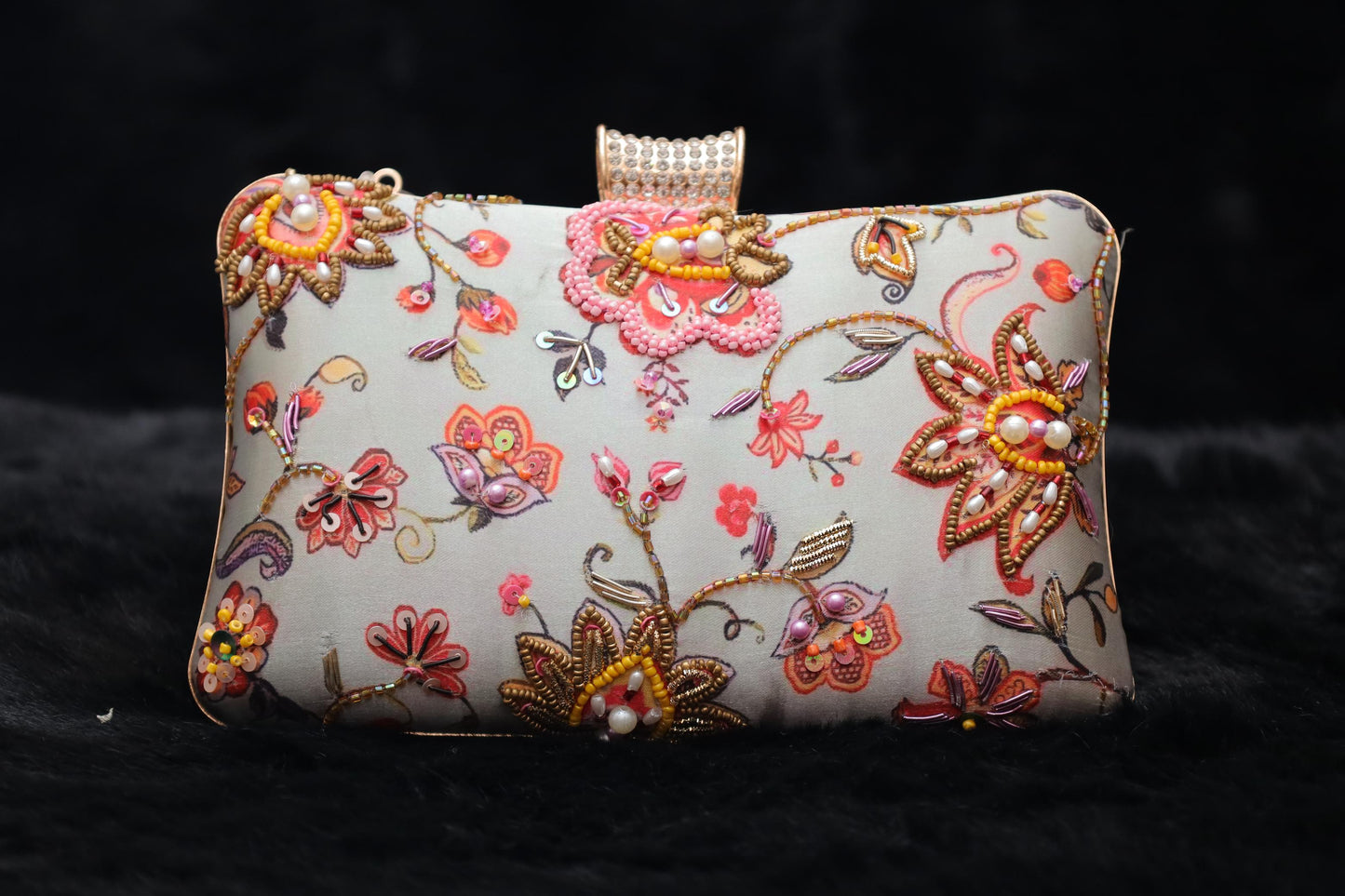 Embroidered Floral Clutch