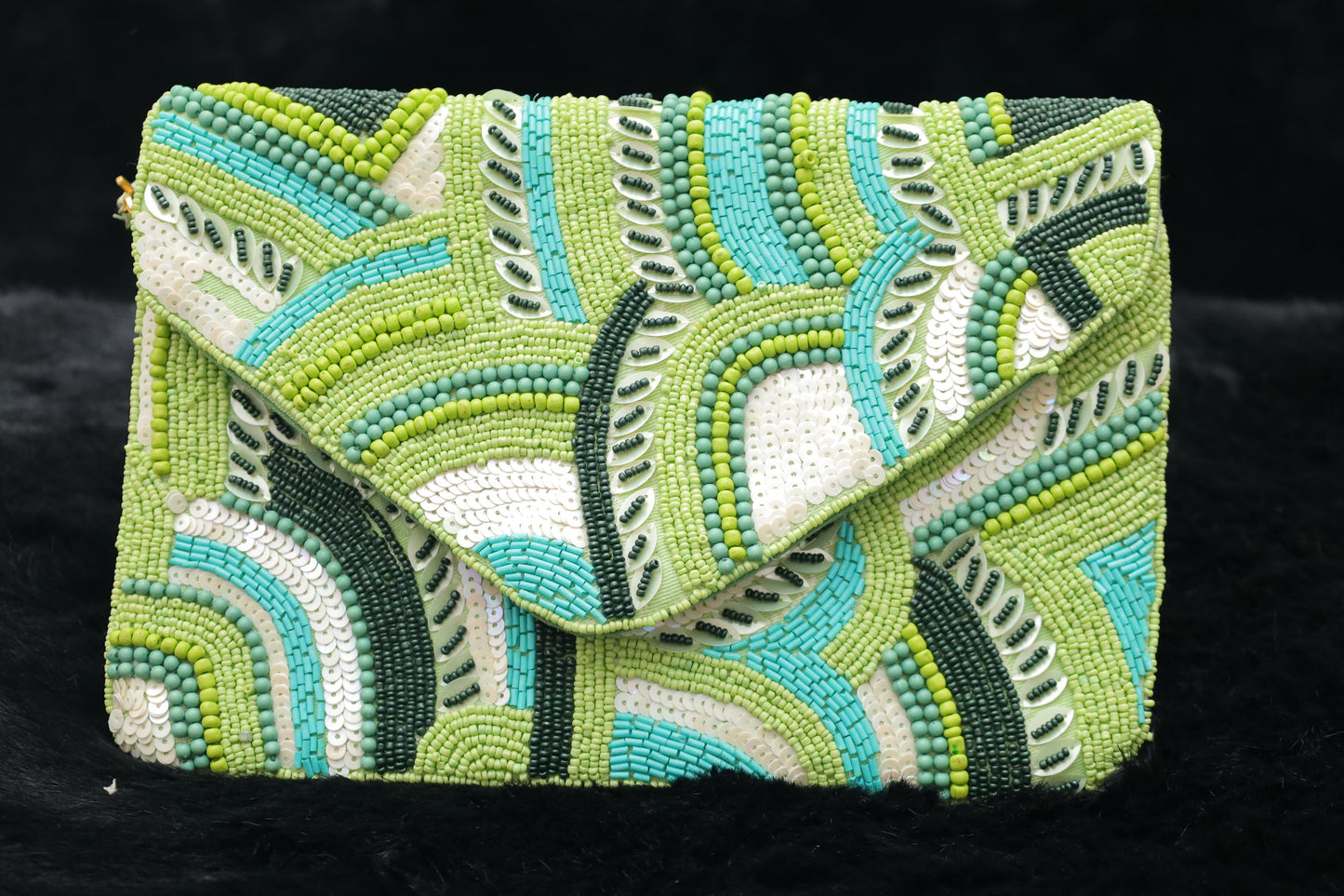 Emerald Wave Beaded envelope