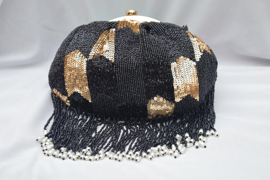 Black & Gold Sequin Beaded Potli Bag