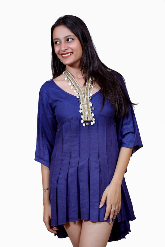 Boho Chic Linen Short Dress