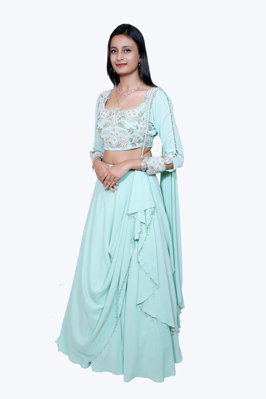 Mint Green Georgette Lehenga Sets – Grace Meets Glamour