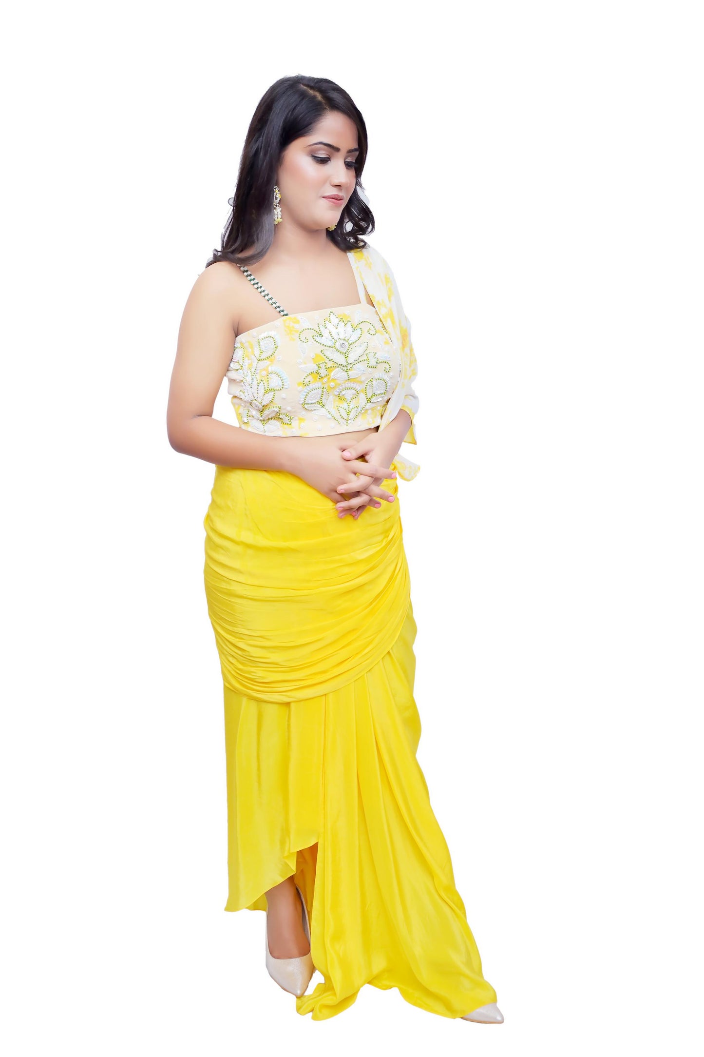 Saanvi Sunshine Drape Set –Indo Western Wear Wear Elegance