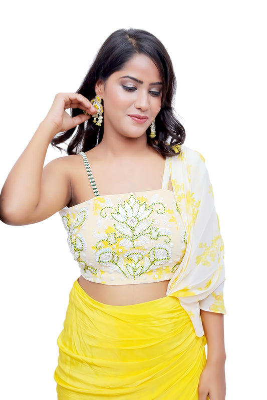 Saanvi Sunshine Drape Set –Indo Western Wear Wear Elegance