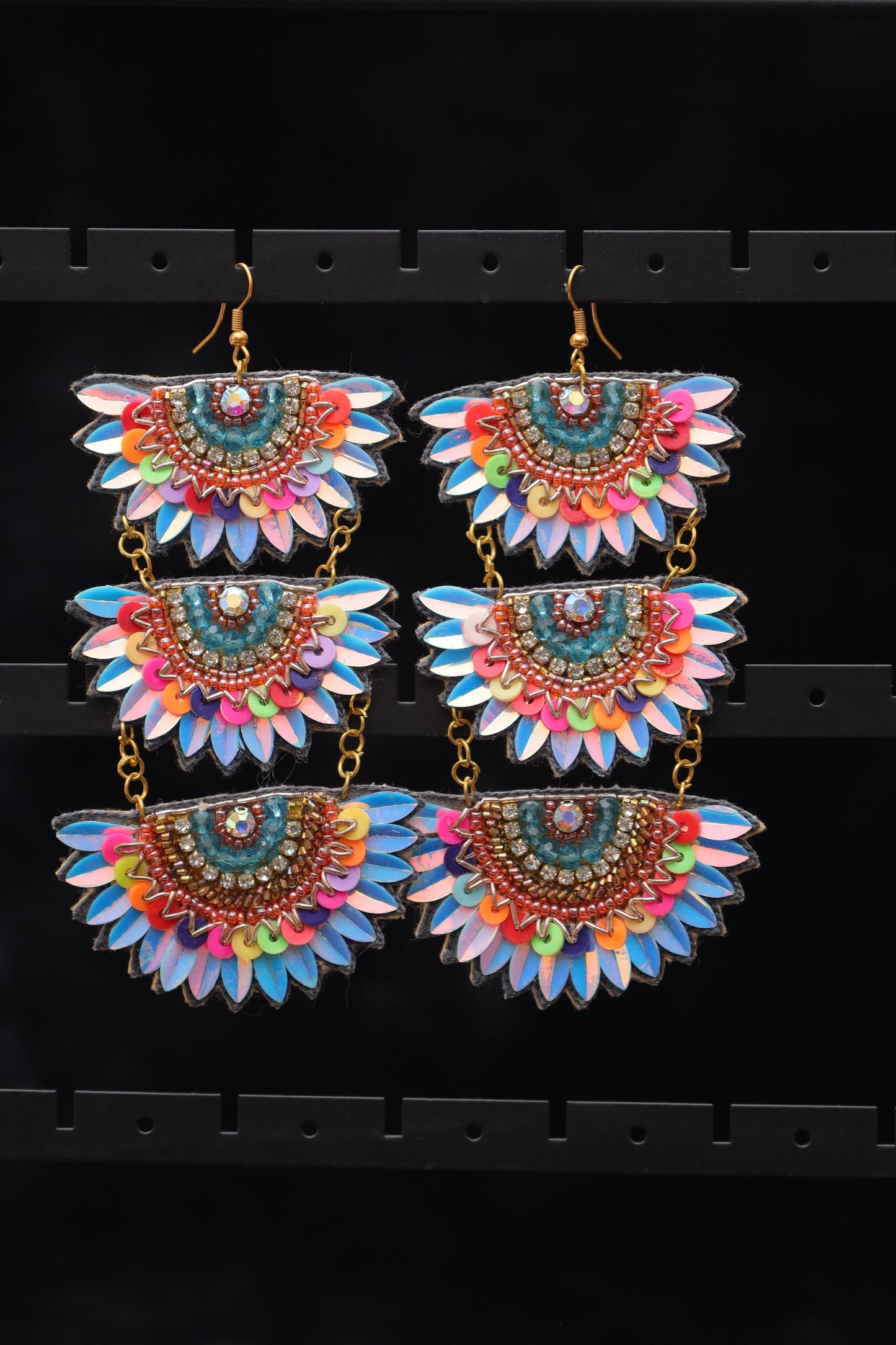 Radiant Bloom Multicolor Mirror Drop Earrings