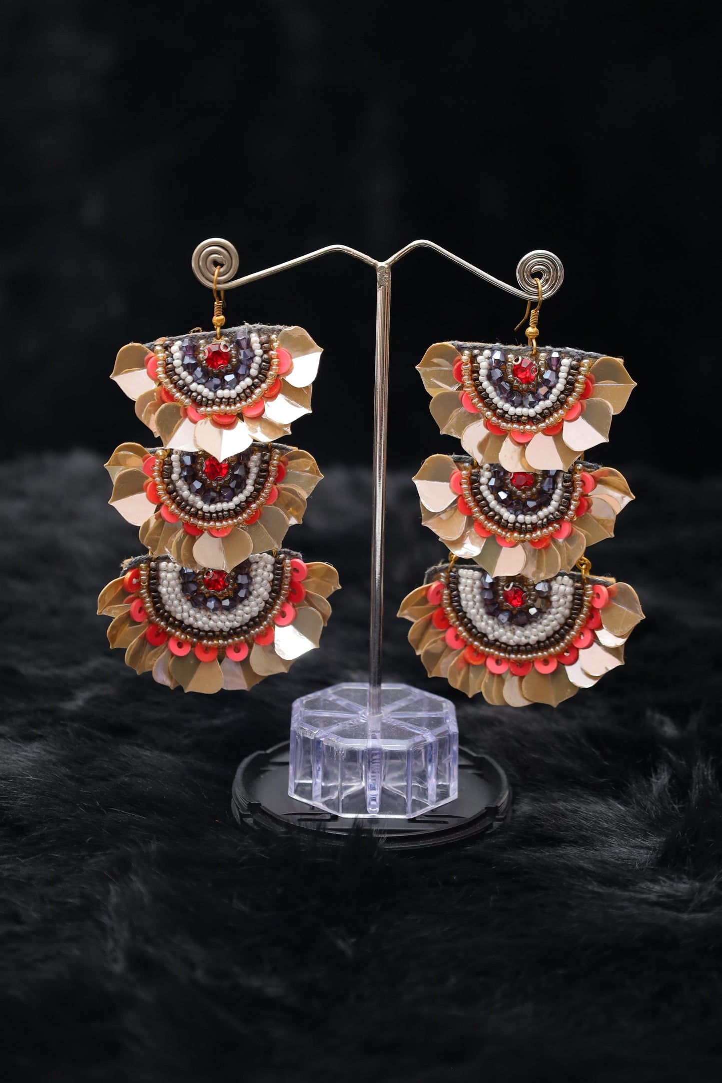 Statement Beaded Layered Earrings