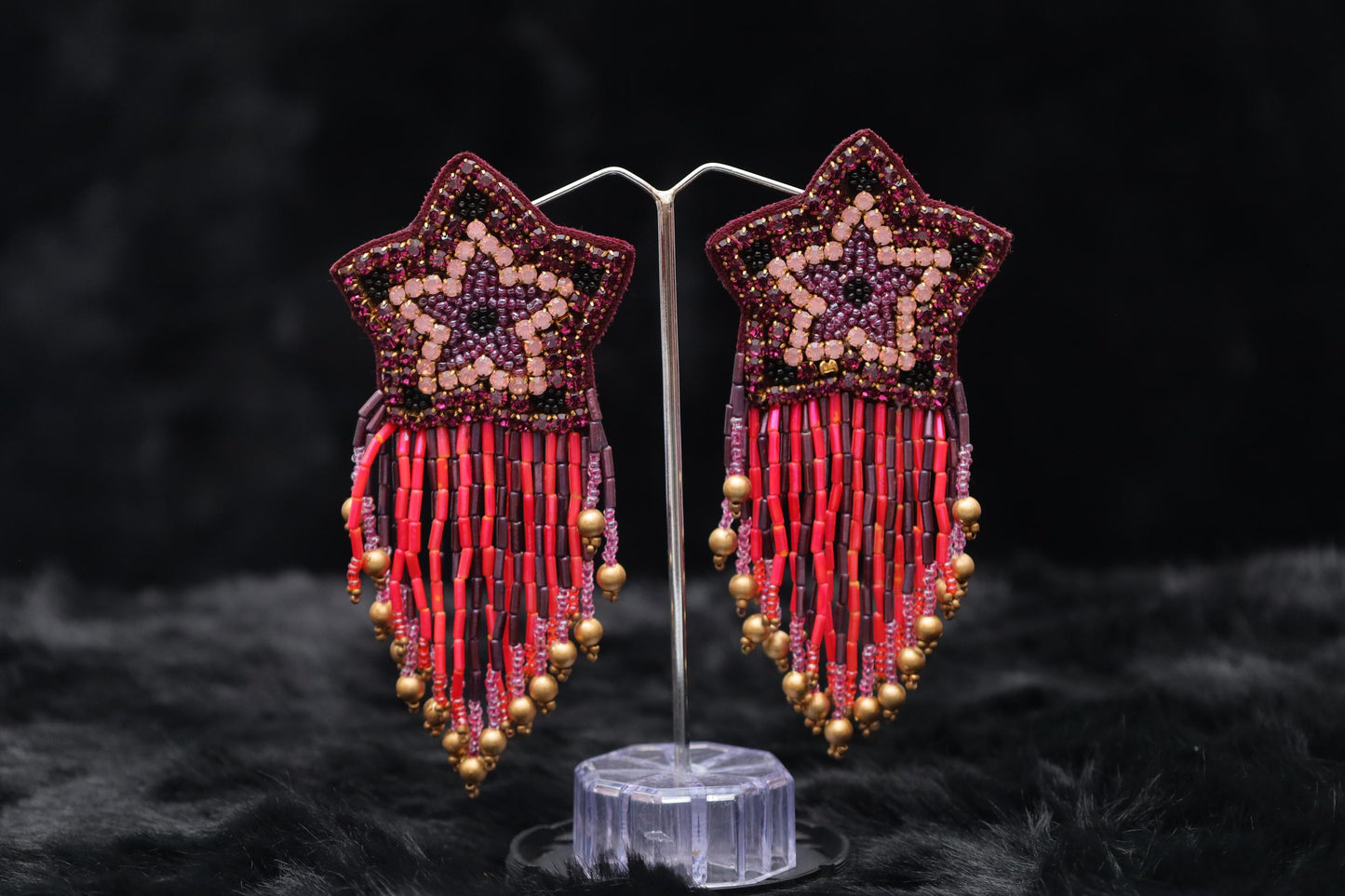 Stellar Flame Star Fringe Earrings