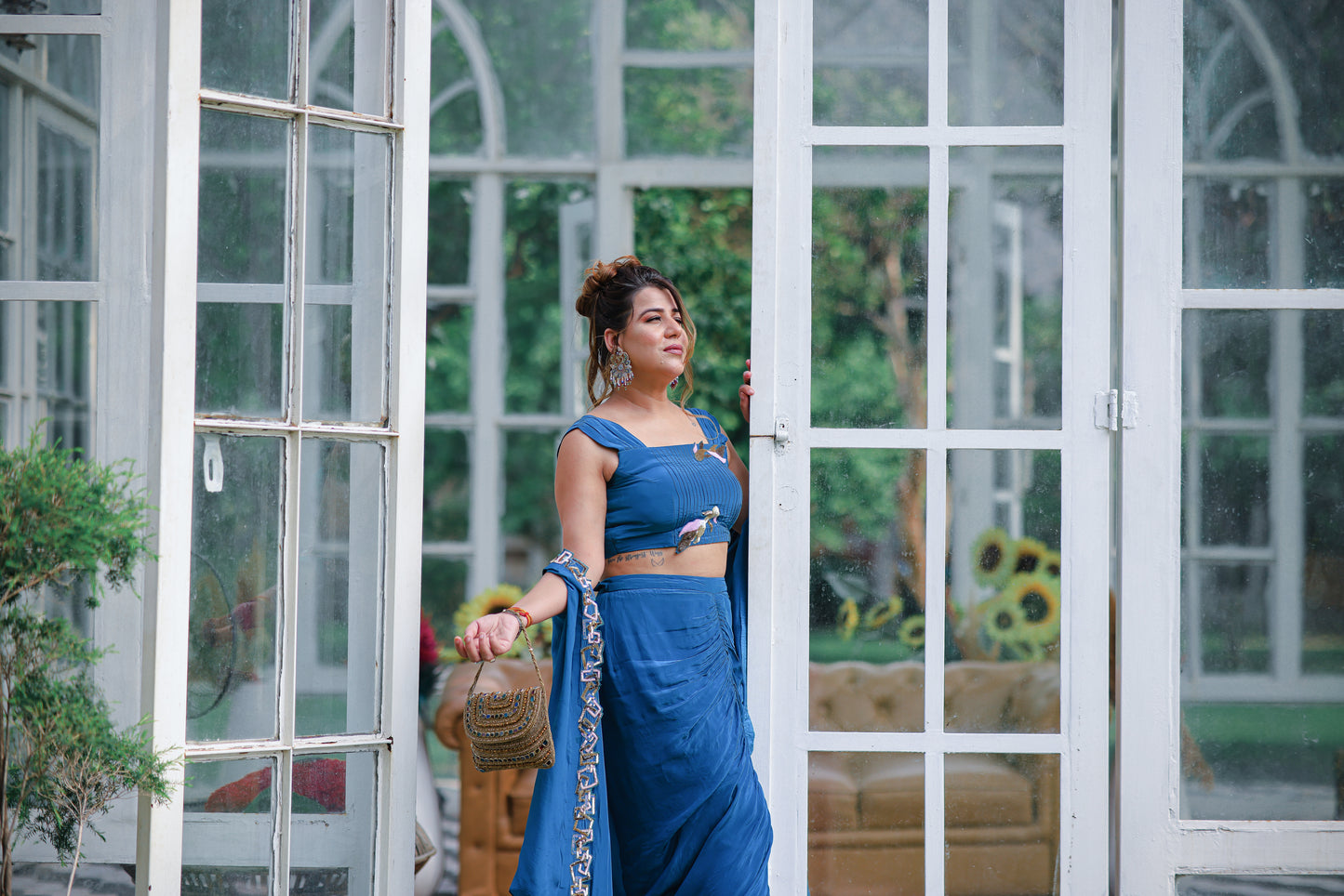 Ocean Drape Cape Saree Set