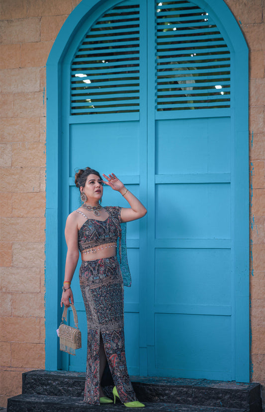 Noor Boho-Chic Georgette Saree Set