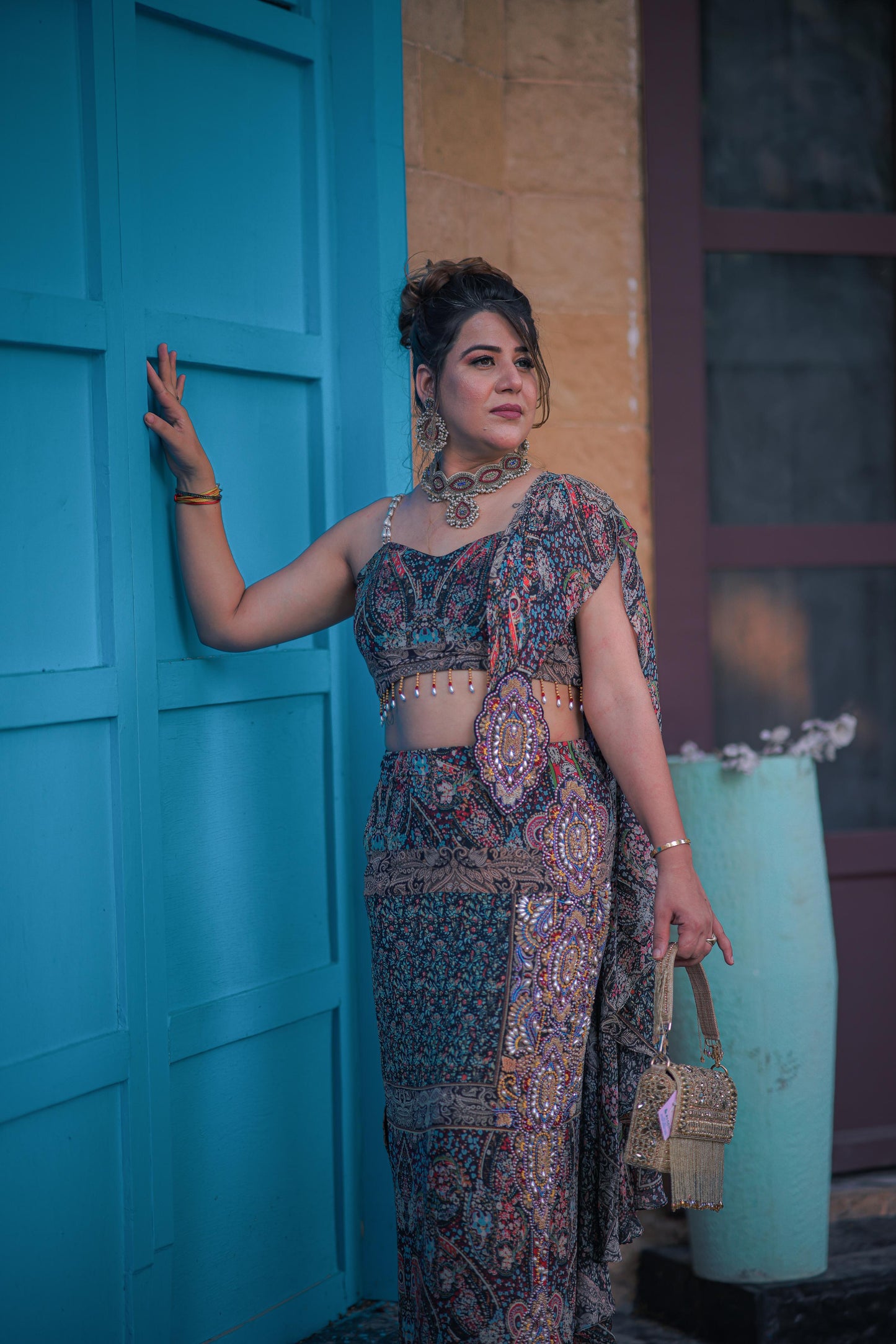 Noor Boho-Chic Georgette Saree Set