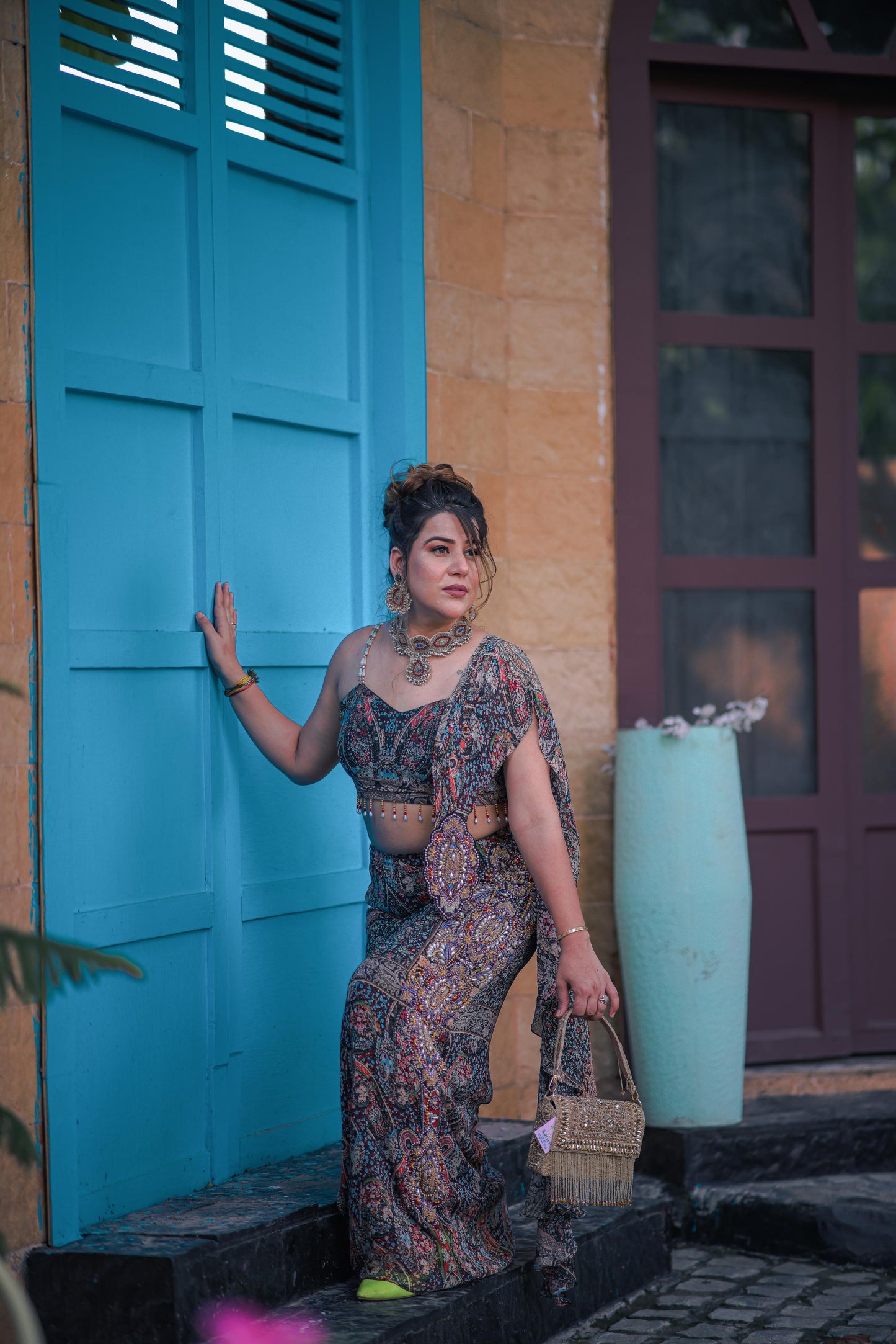 Noor Boho-Chic Georgette Saree Set
