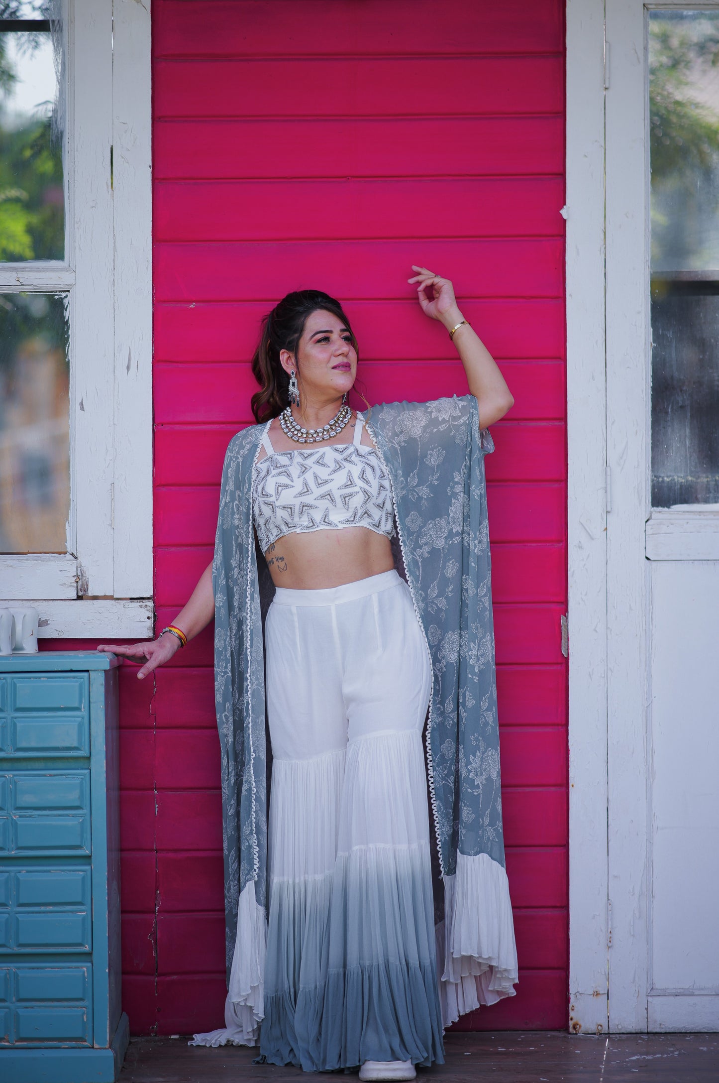 Aarzu Ombre Georgette Cape Set