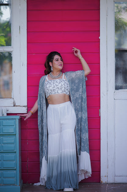 Aarzu Ombre Georgette Cape Set
