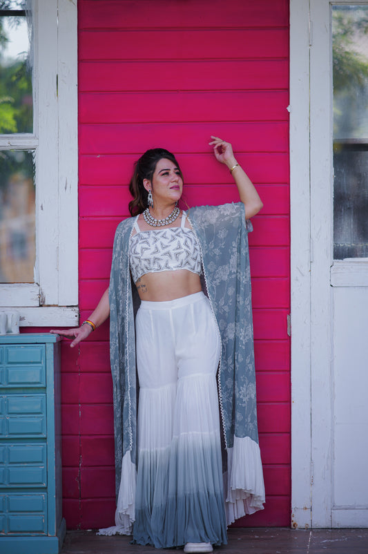 Aarzu Ombre Georgette Cape Set
