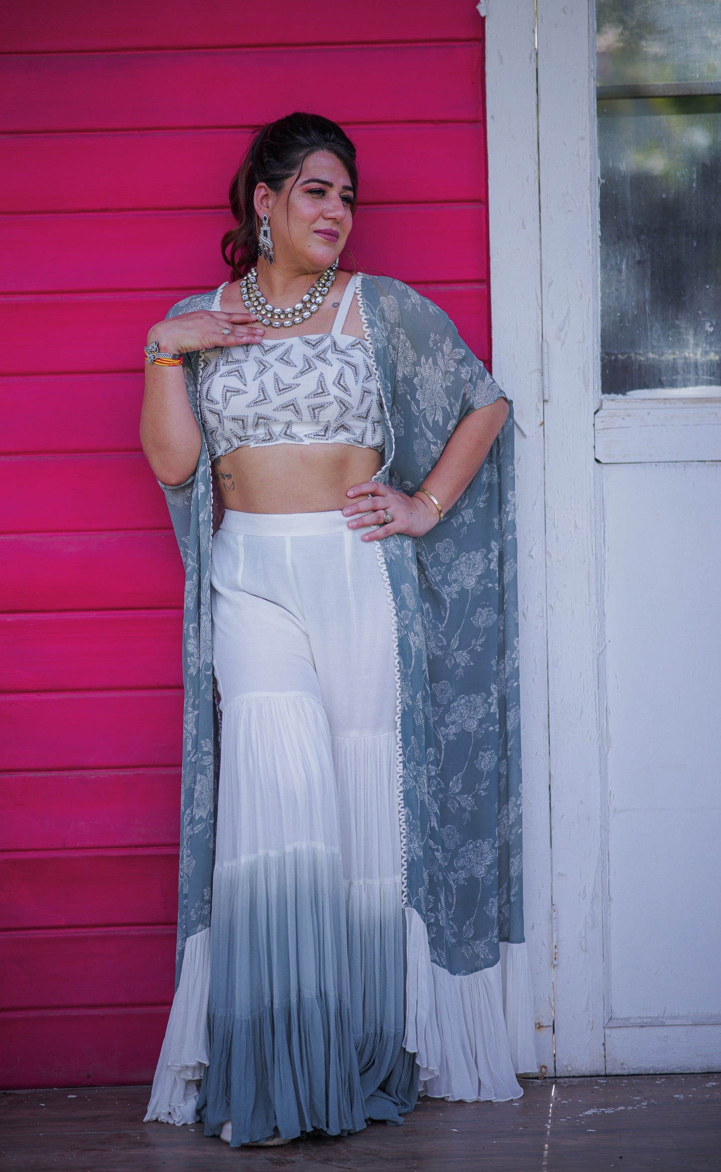 Aarzu Ombre Georgette Cape Set