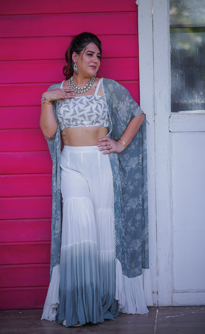 Aarzu Ombre Georgette Cape Set