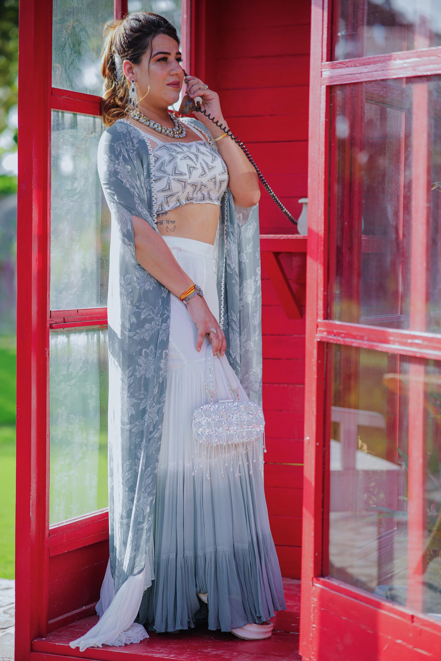 Aarzu Ombre Georgette Cape Set