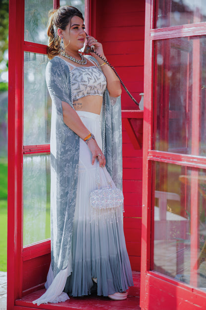Aarzu Ombre Georgette Cape Set