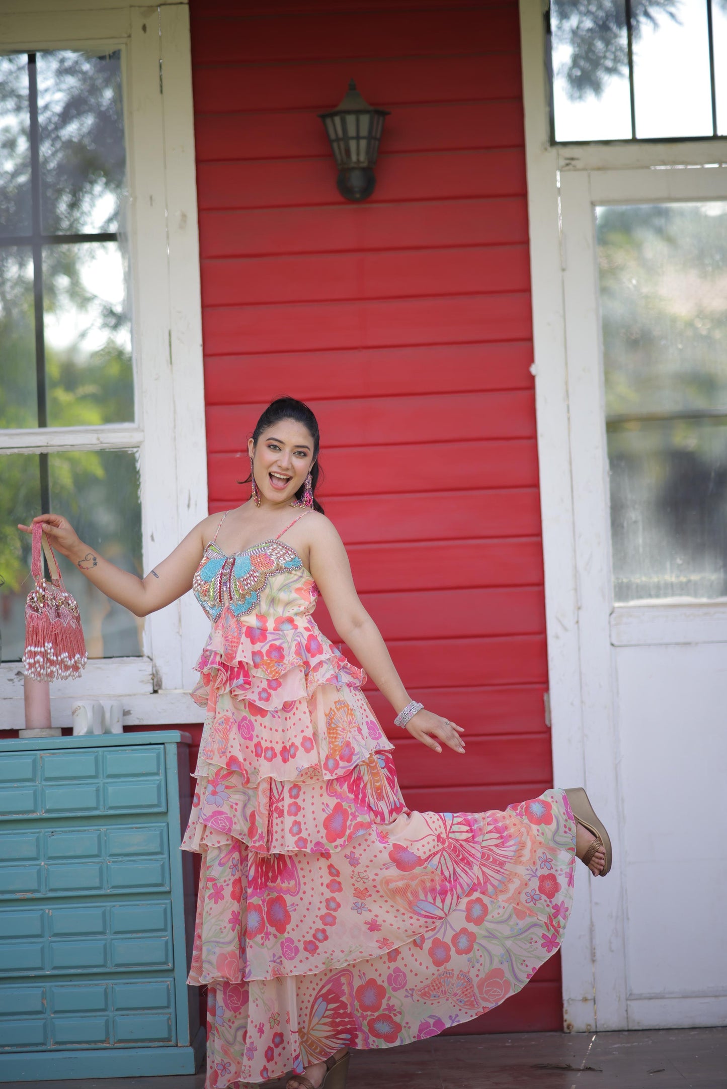 Butterfly Bloom Layered Dress