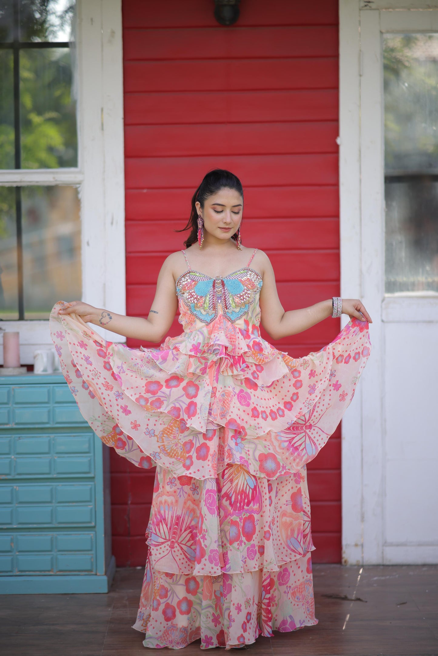 Butterfly Bloom Layered Dress