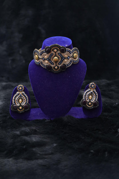 Noir Bloom Handcrafted Statement Choker Set