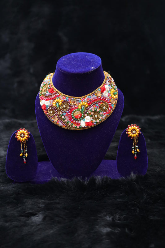 Rang Mahal Multicolor Bib Necklace Set