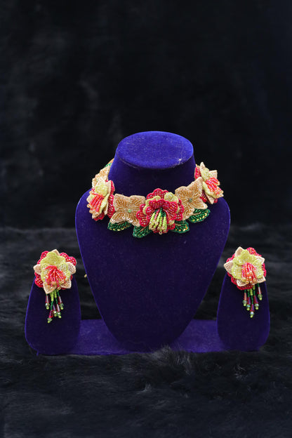 Gulnarred Floral Beaded Choker Set