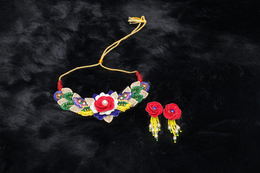 Pearl Blossom Handcrafted Floral Beaded Jewelry Set