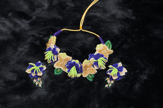Gulnarred Floral Beaded Choker Set