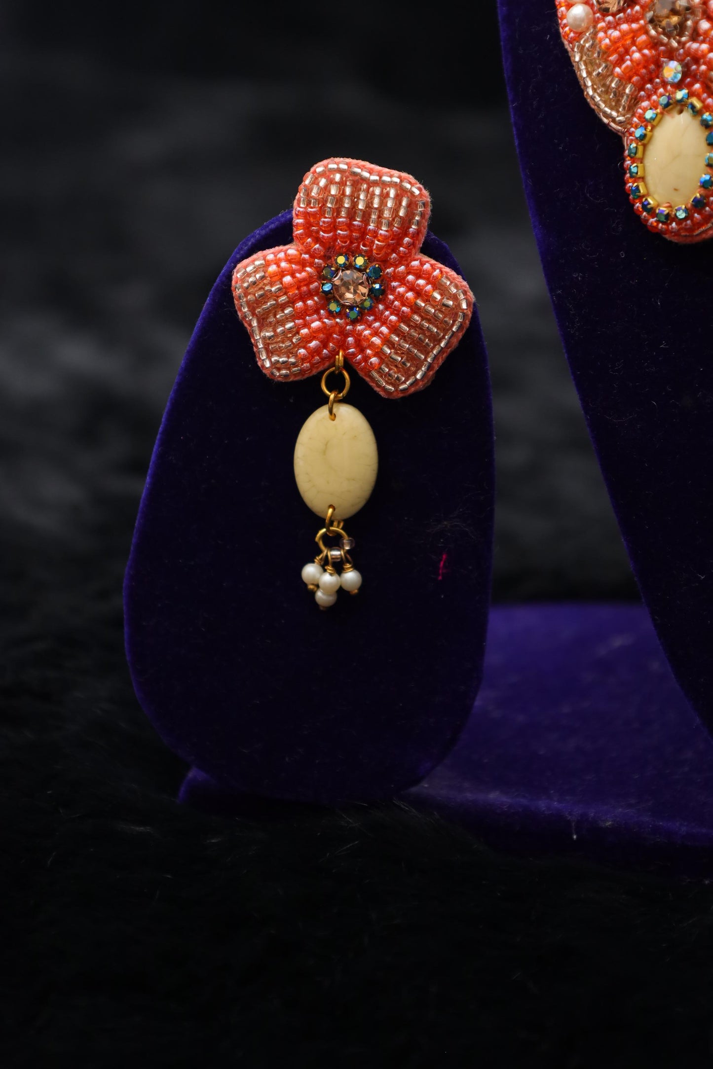 Coral Bloom Handcrafted Pearl & Bead Choker Set