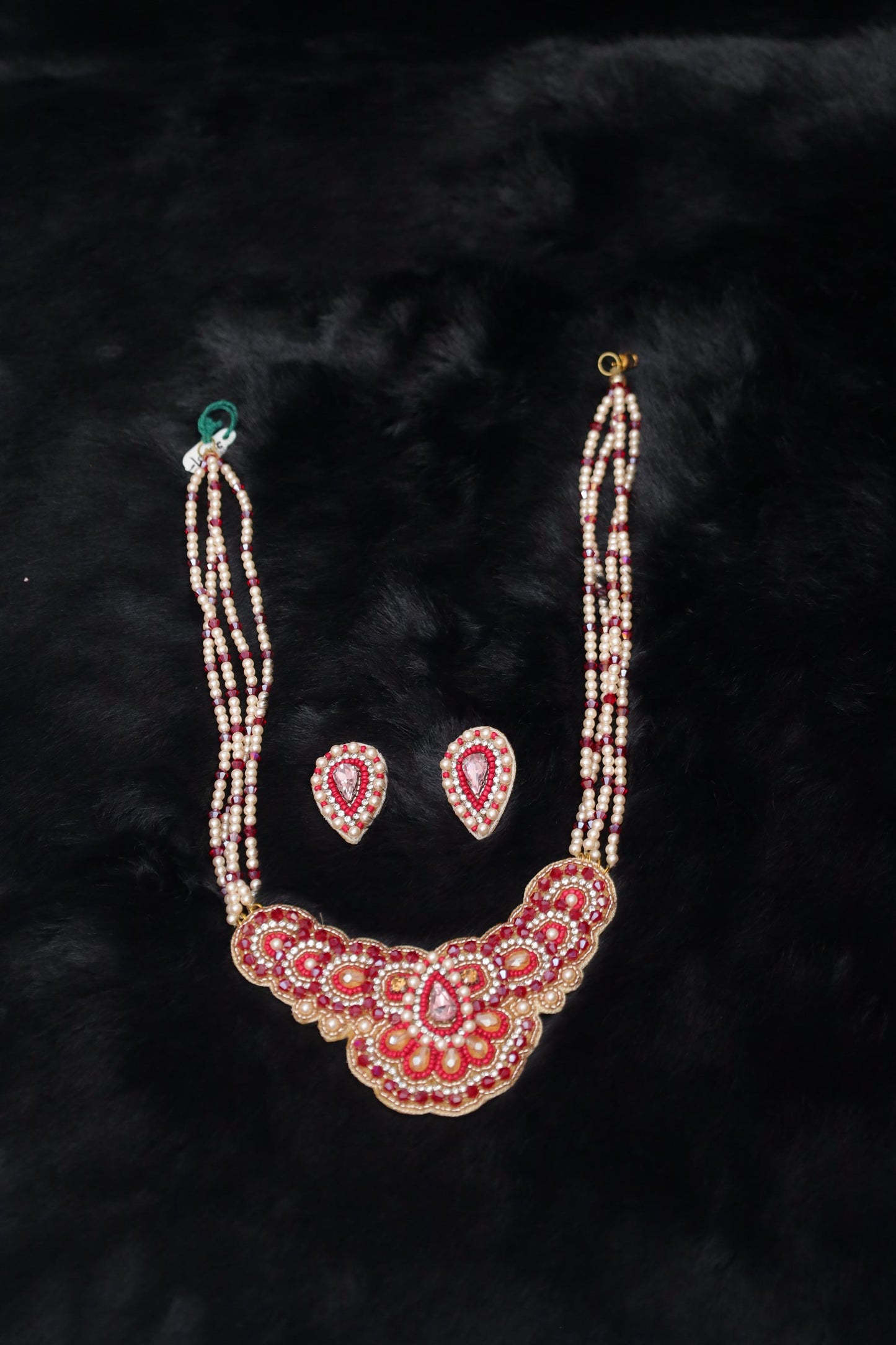 Royal Crimson Elegance Necklace and Earring Set
