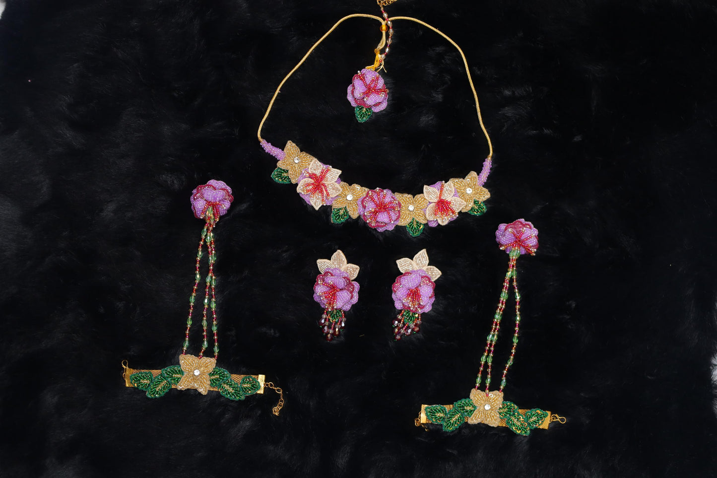 Purple Floral Handcrafted Jewelry Set