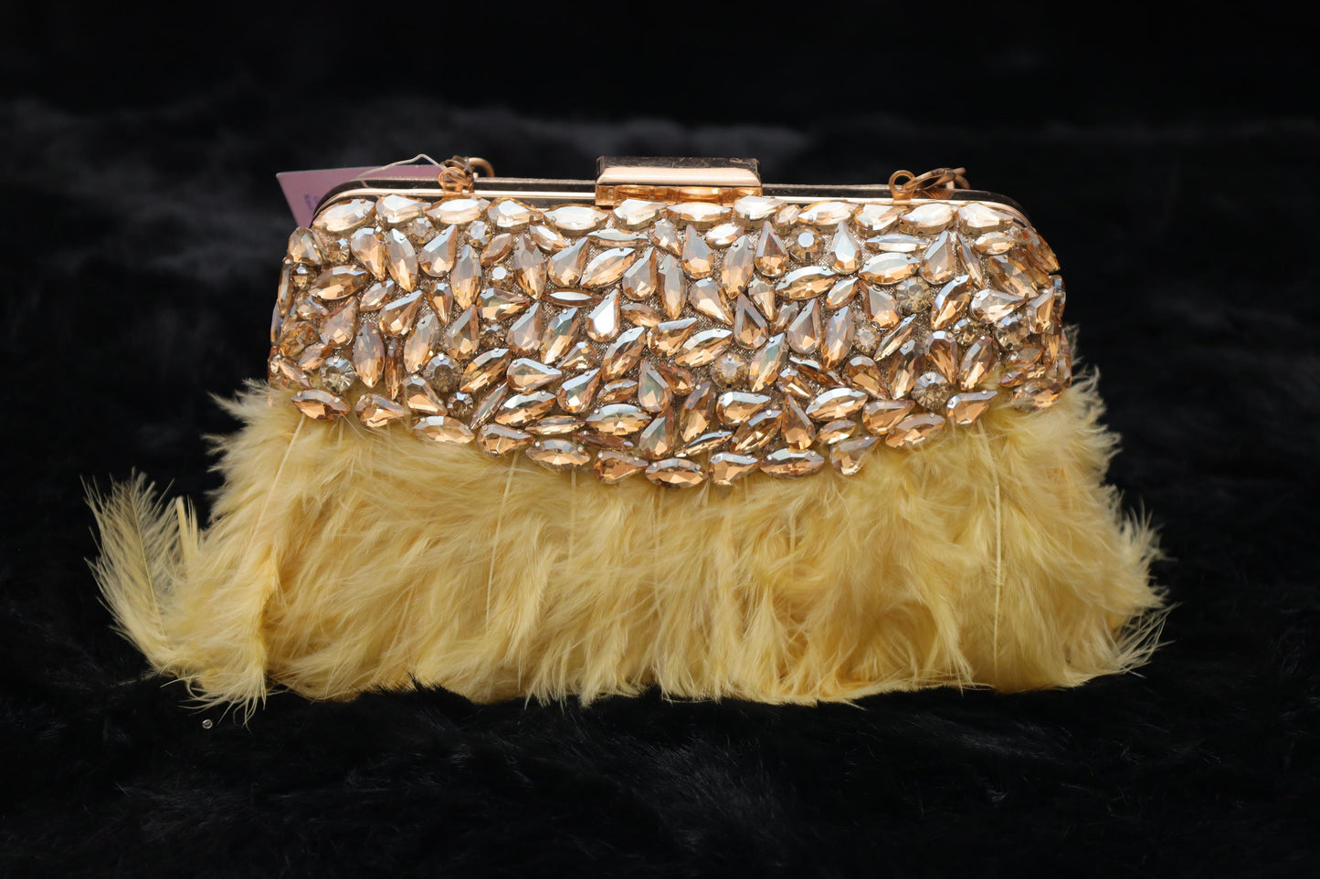 Golden Glam Feather Clutch
