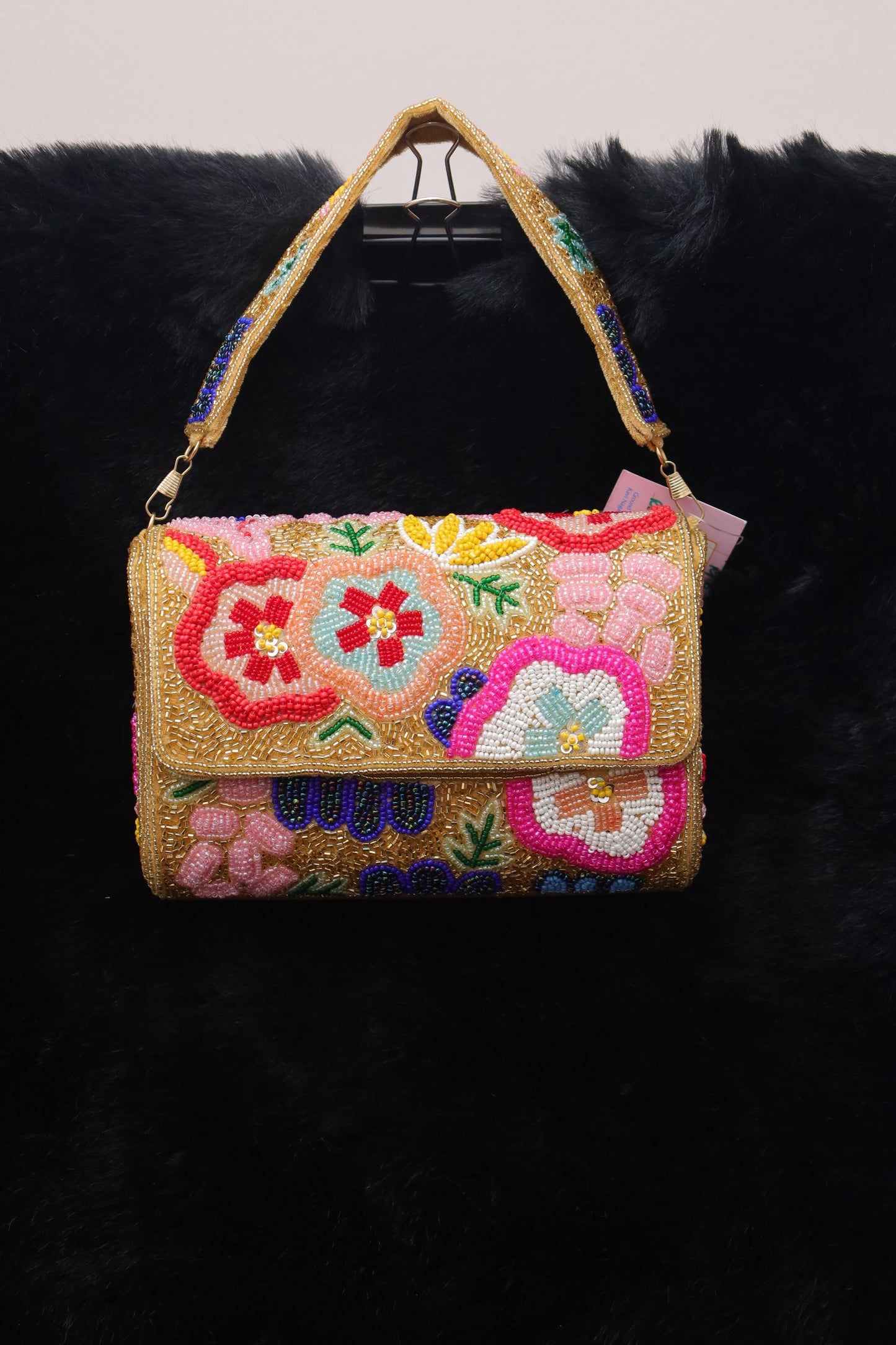 Floral Symphony Beaded Clutch