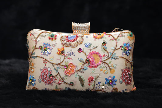 Embroidered Floral Clutch