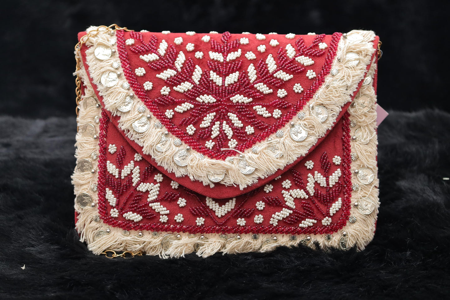 Regal Maroon Embroidered  envelope