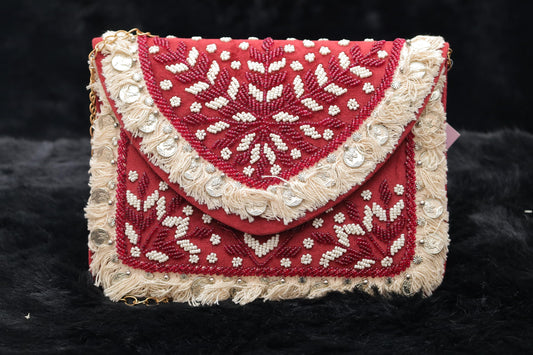 Regal Maroon Embroidered  envelope