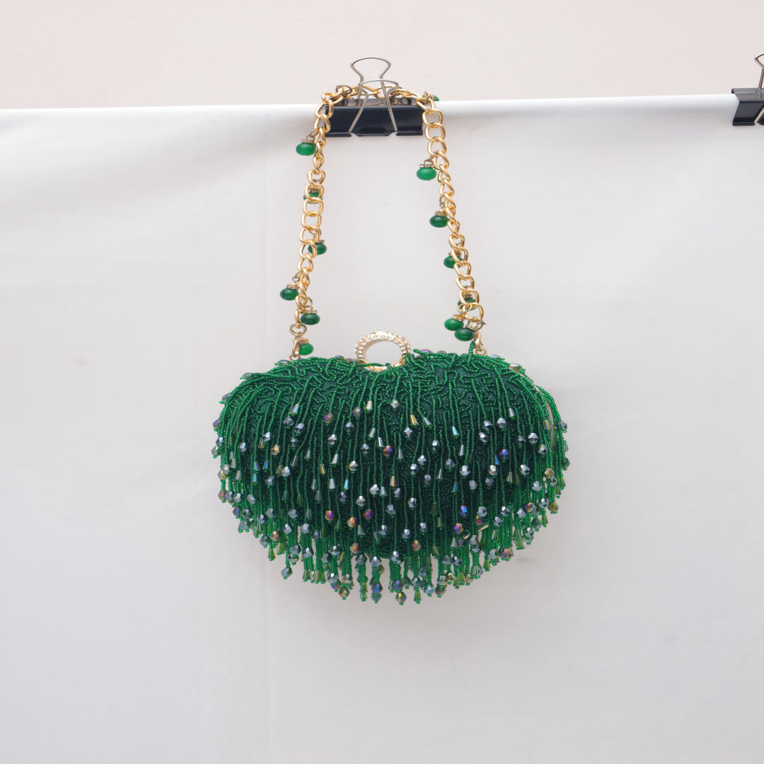 Emerald Bloom Clasp Bag