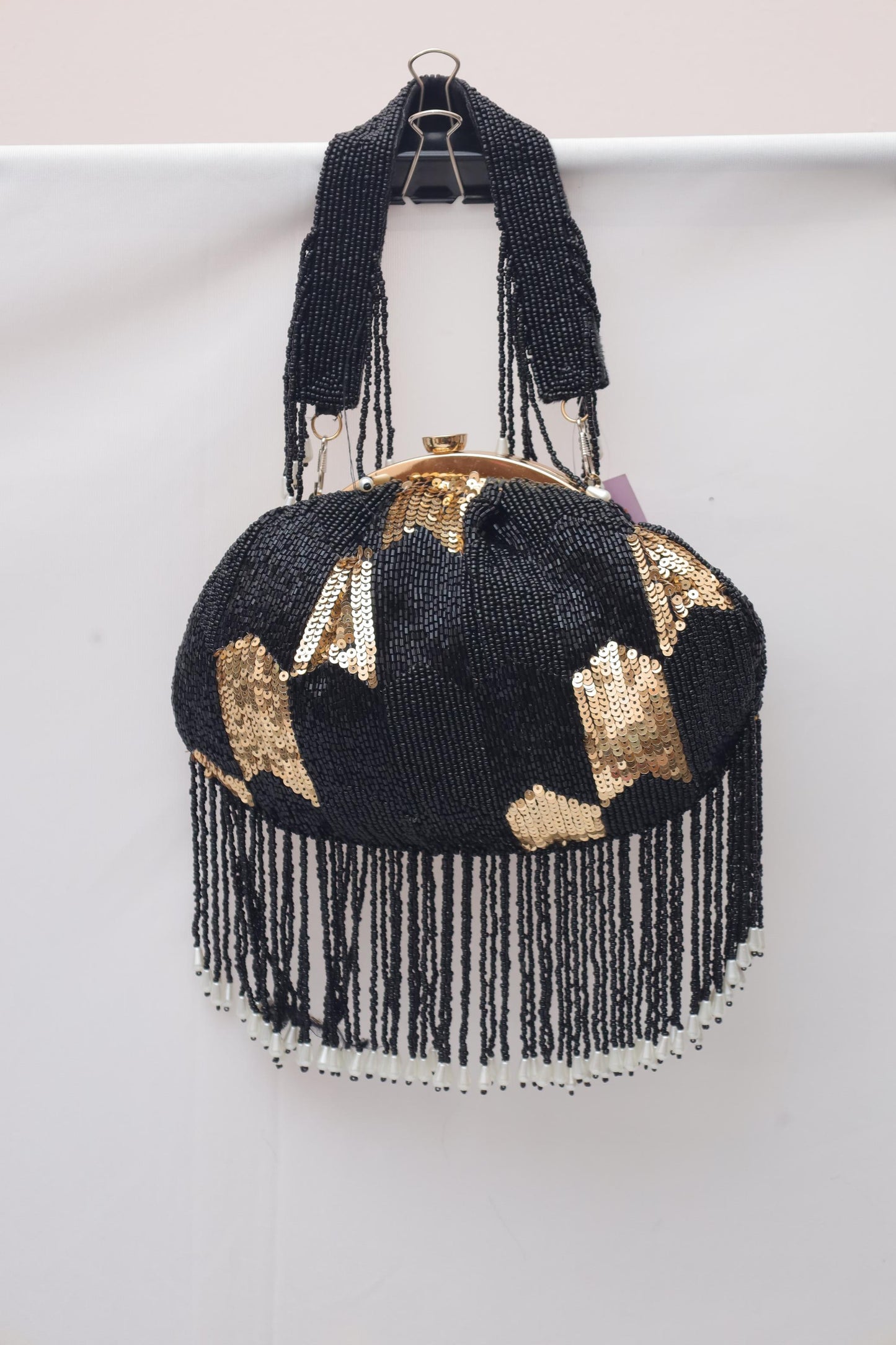 Black & Gold Sequin Beaded Potli Bag