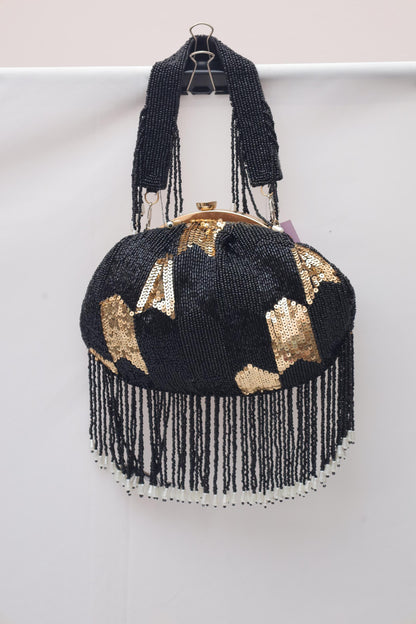 Black & Gold Sequin Beaded Potli Bag