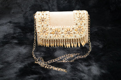Ivory Blossom Beaded Clutch